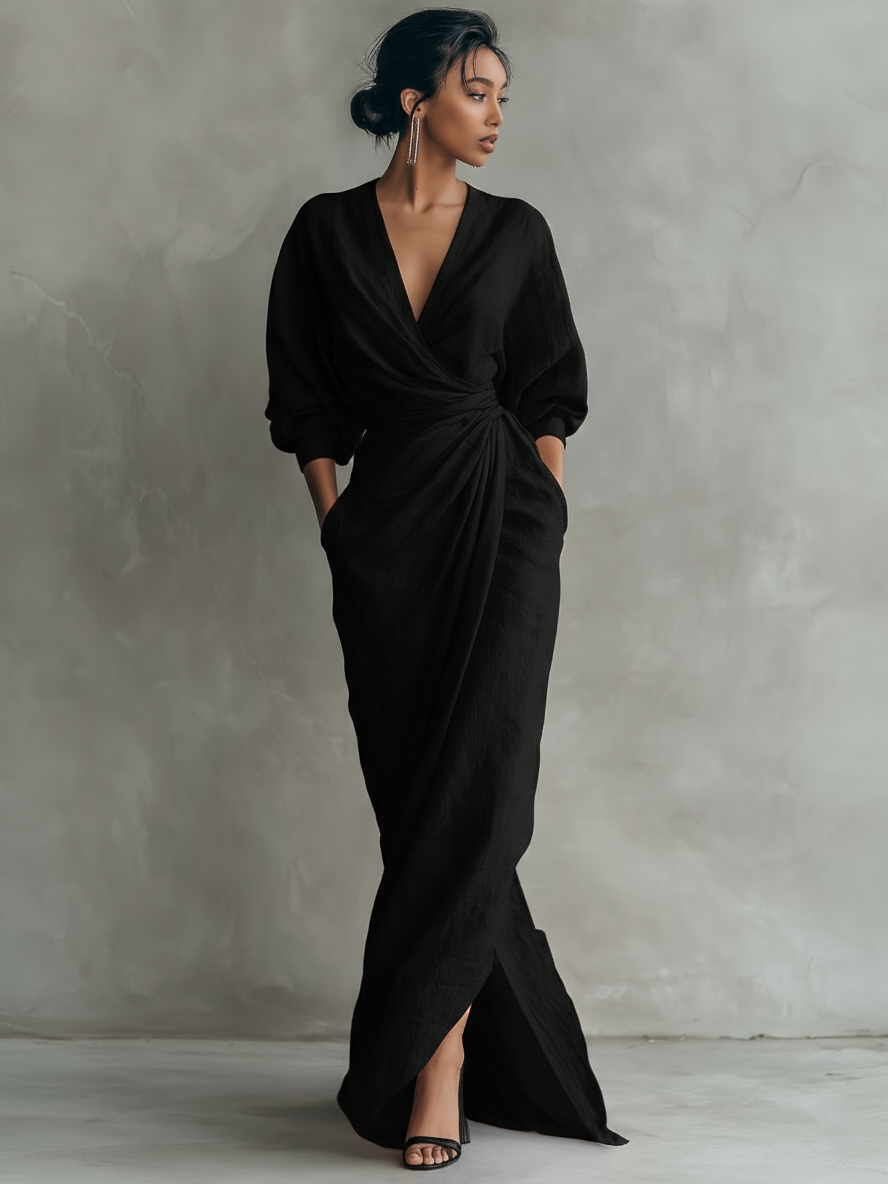 Lena | V-Neck Relaxed Maxi Dress