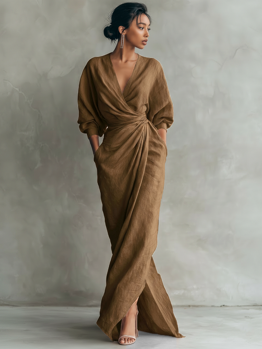 Lena | V-Neck Relaxed Maxi Dress