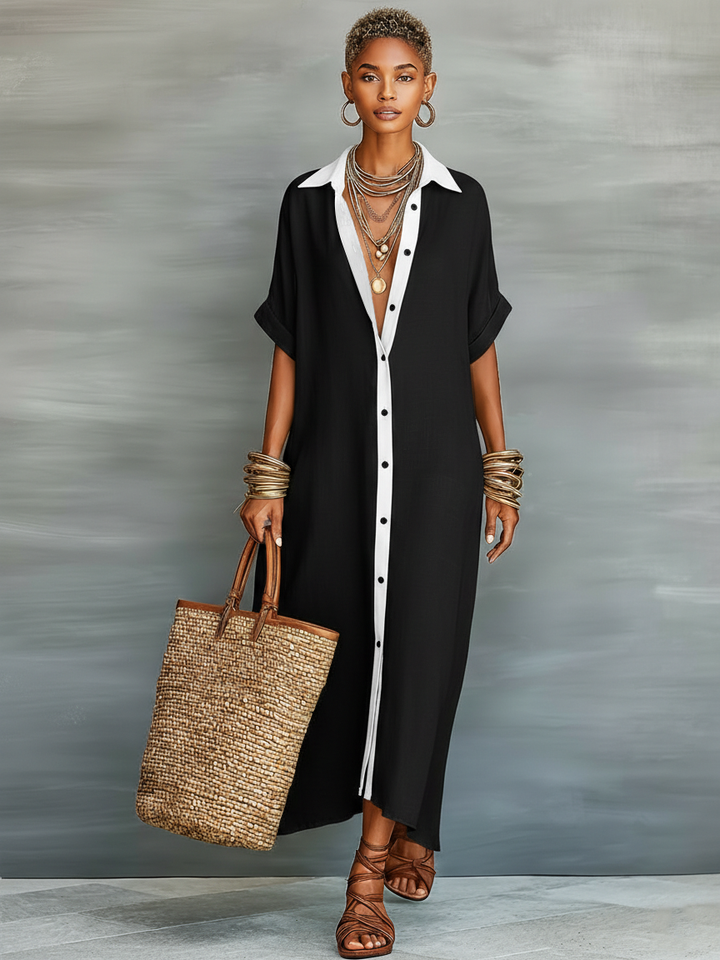 June | Short Sleeve Shirt Maxi Dress