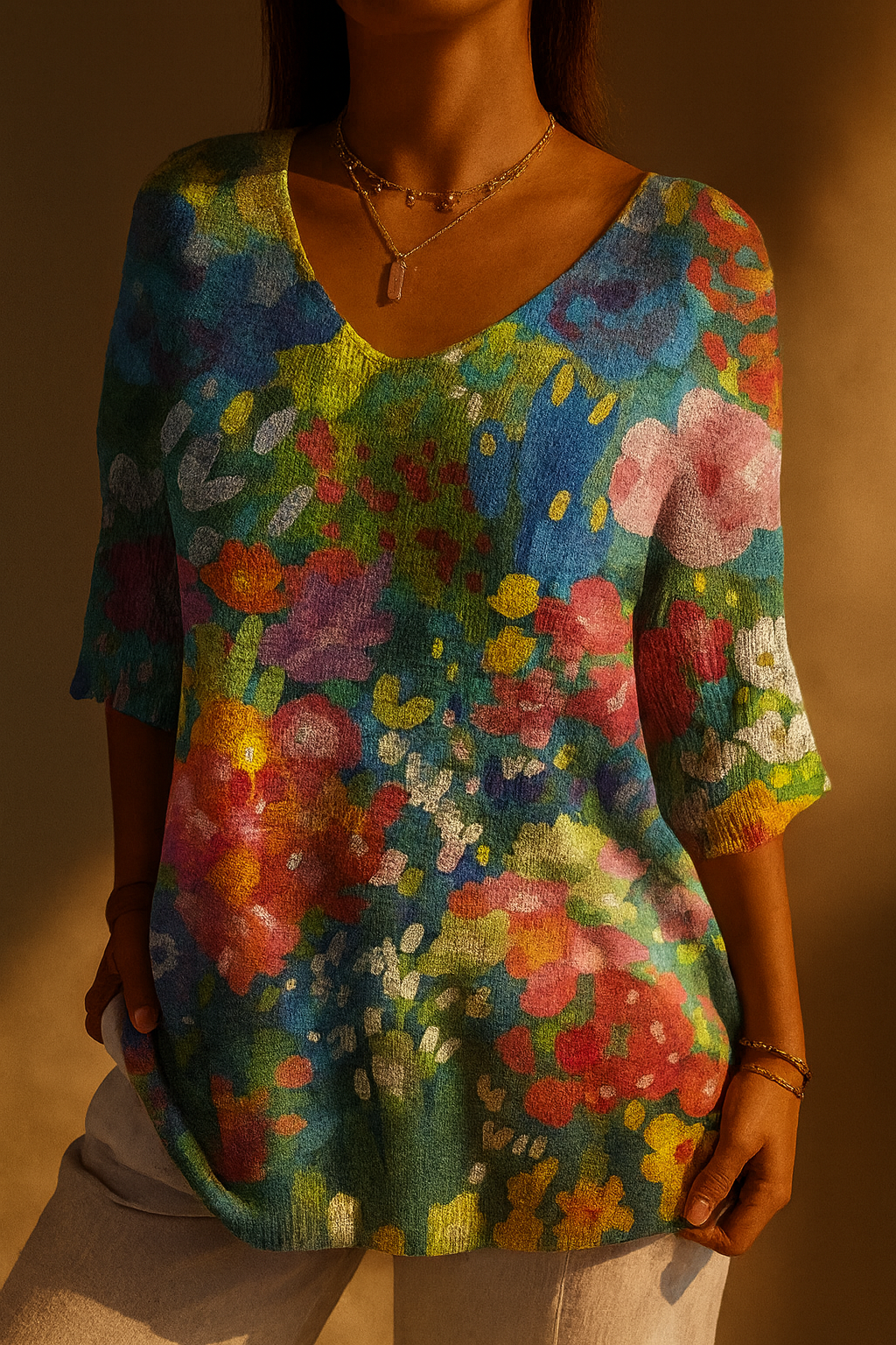 Elise | Vintage Floral Knit Pullover