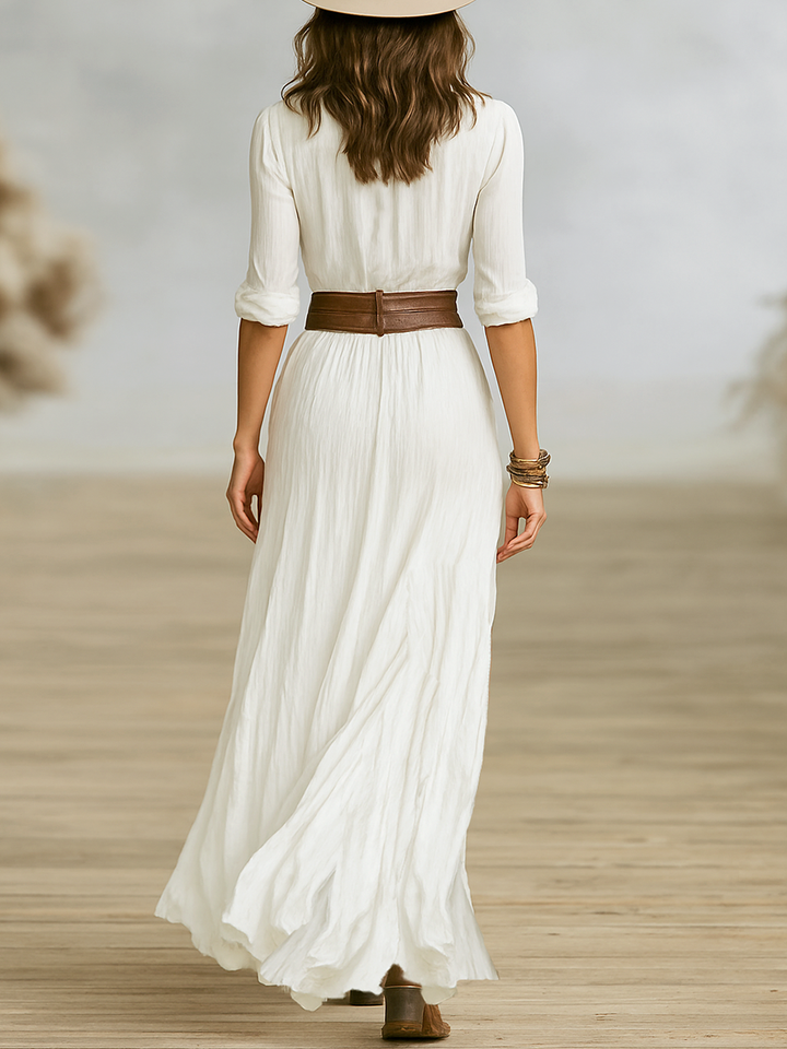 Greta | Pleated Lapel Maxi Dress