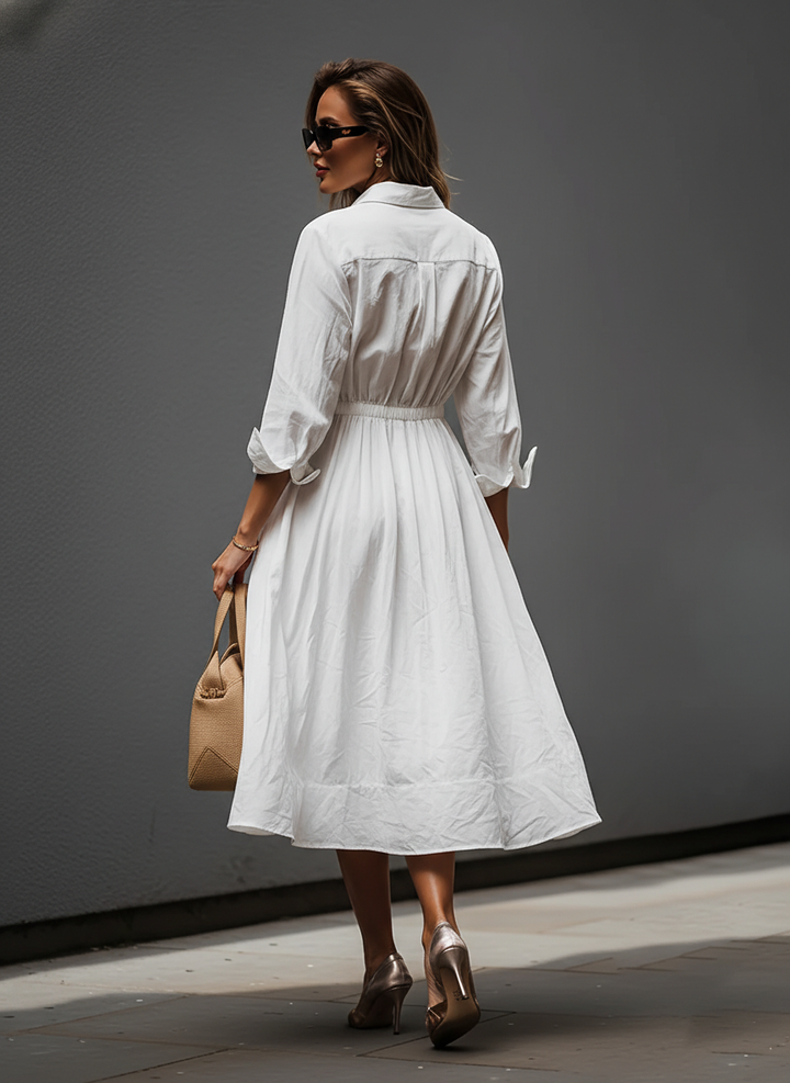 Winnie | Shirt Collar Elastic Waist Dress