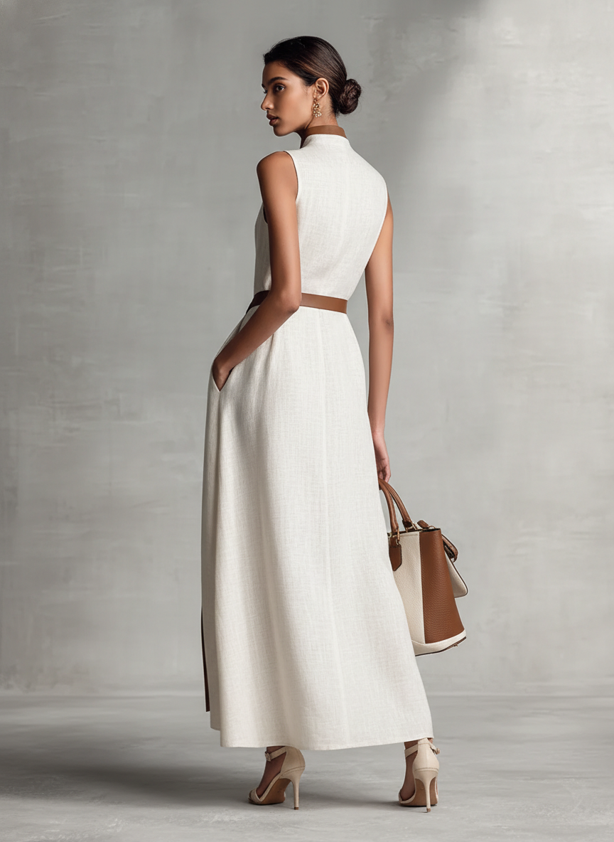 Eden | Tie-Waist V-Neck Midi Dress