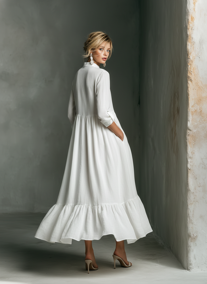 Pearl | Ruffled Long Sleeve Maxi Dress