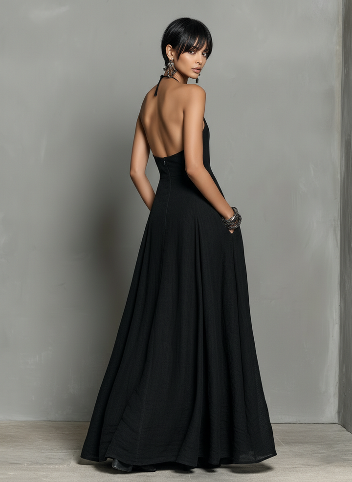 Sienna | Halter Neck Sleeveless Maxi Dress