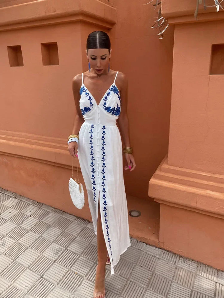 Alessandra | Embroidered Spaghetti Strap Dress