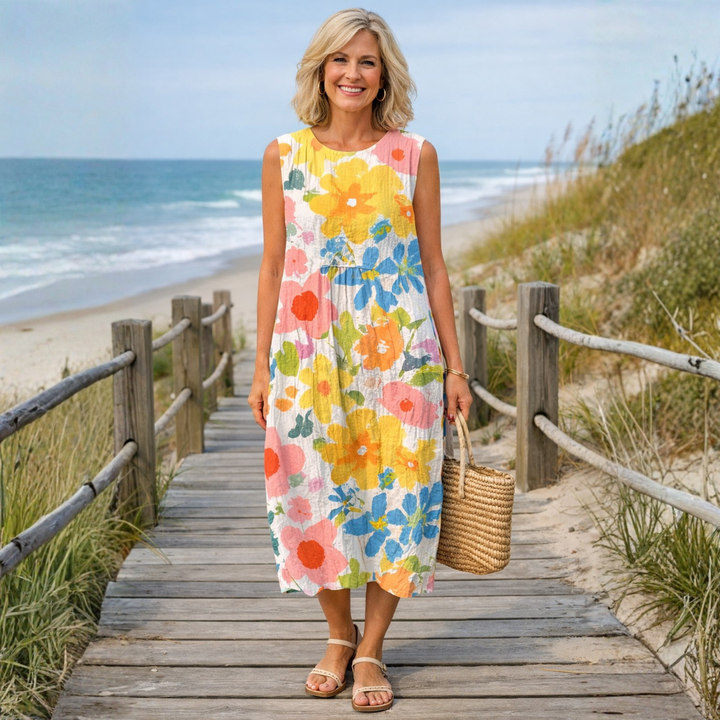 Elowen | Pastel Floral Midi Dress