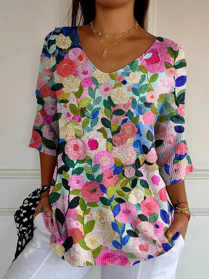 Judy | Vintage Floral Knit Pullover