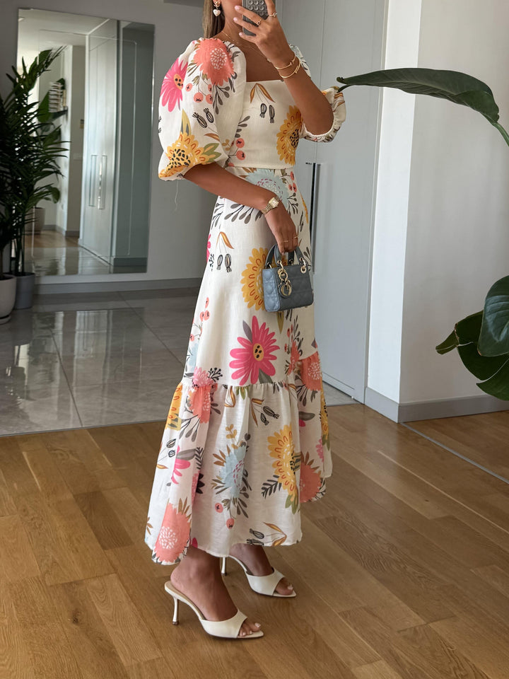 CAMILLE | BLOOMING ELEGANCE PUFF SLEEVE DRESS