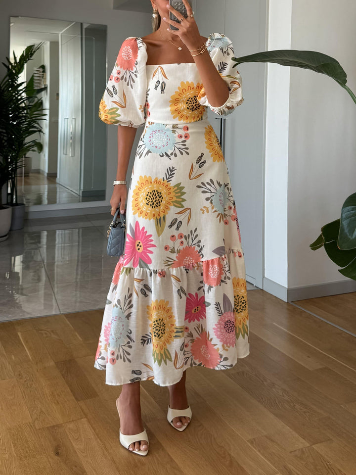 CAMILLE | BLOOMING ELEGANCE PUFF SLEEVE DRESS