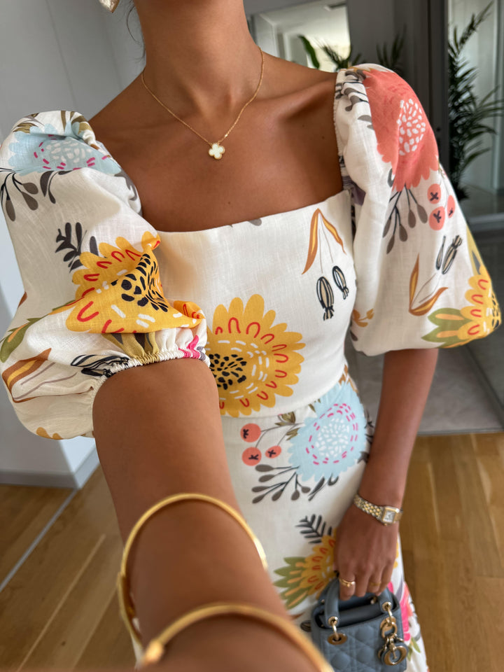 CAMILLE | BLOOMING ELEGANCE PUFF SLEEVE DRESS