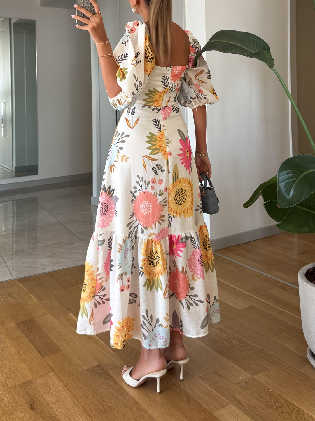 CAMILLE | BLOOMING ELEGANCE PUFF SLEEVE DRESS