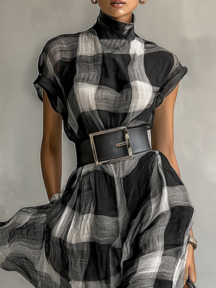 Monroe | Belted Plaid Maxi Dress