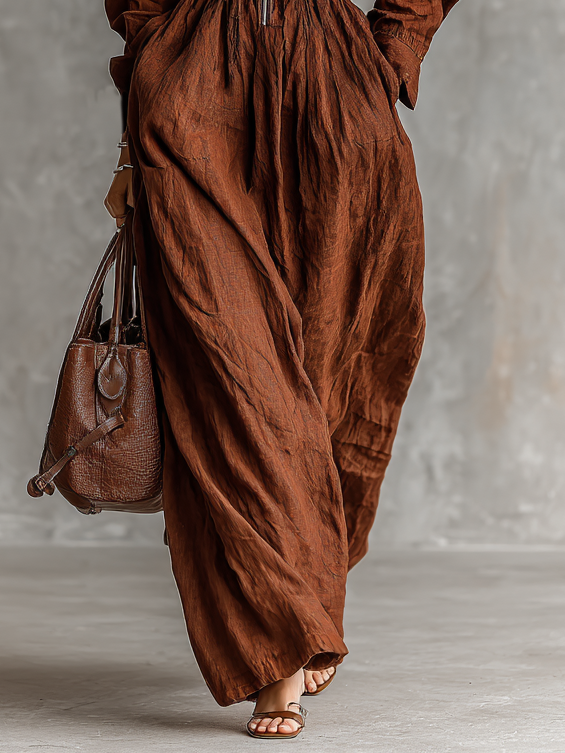 Vera | Zipper Lapel Maxi Dress