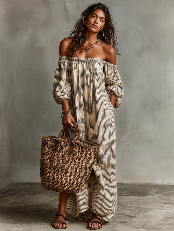 Isla | Off-Shoulder Long Sleeve Maxi Dress