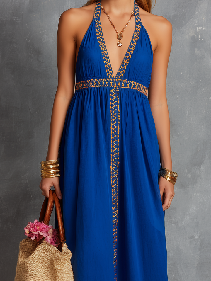 Indigo | Embroidered V-Neck Camisole Dress