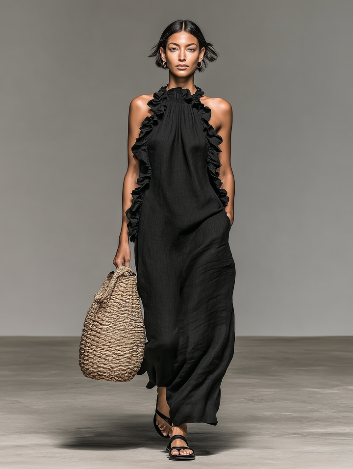 Iris | Sleeveless Ruffle Maxi Dress