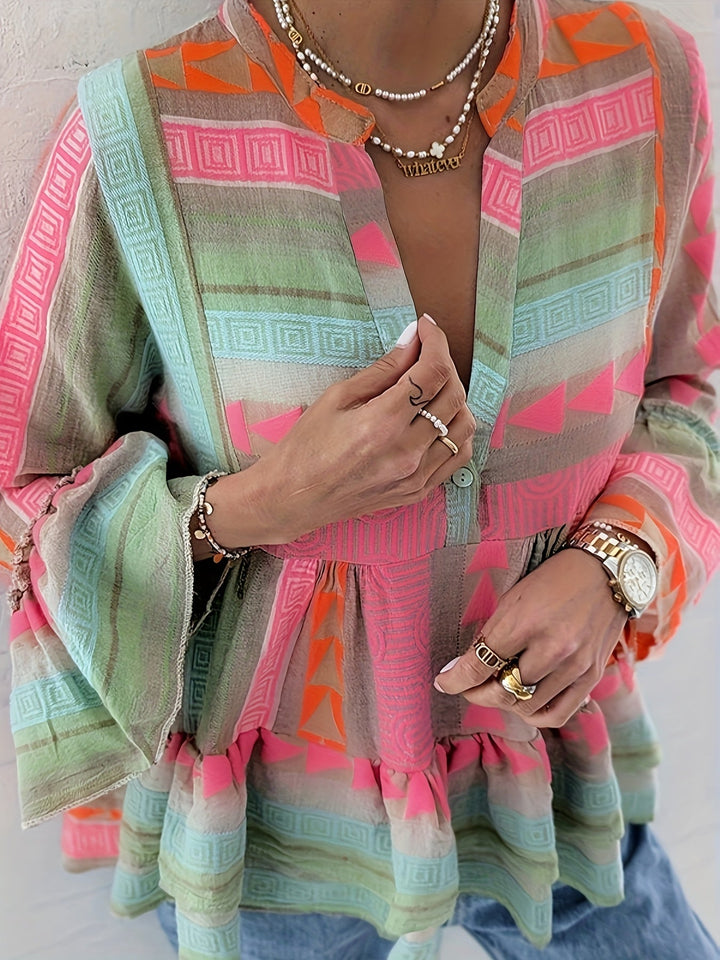 Evelyn | Ethnic Bell-Sleeve Blouse