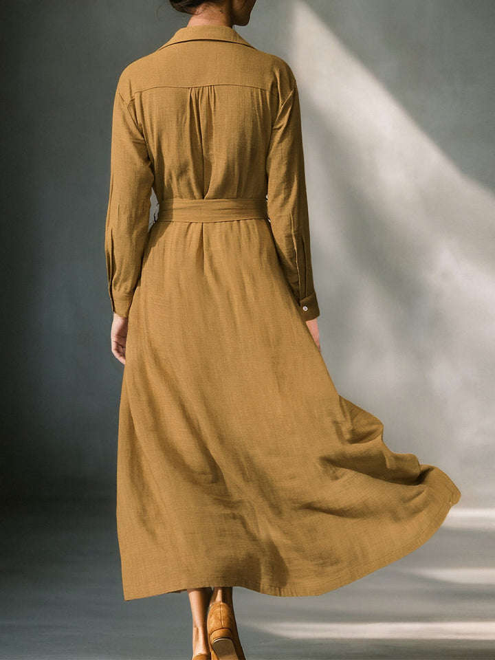 Goldie | Belted Button-Front Midi Dress