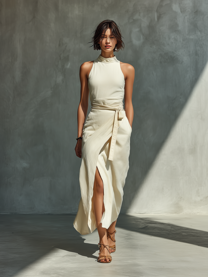Avery | Halter Neck Wrap Midi Dress