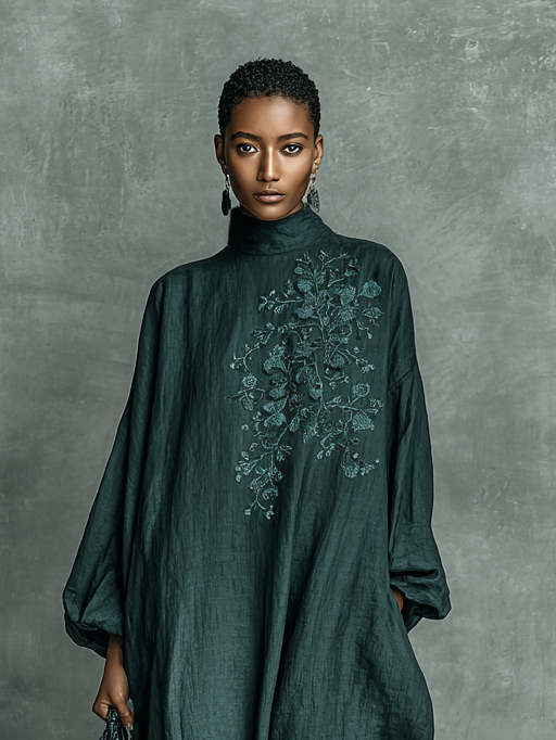 Flora | Shoulder Embroidery Maxi Dress