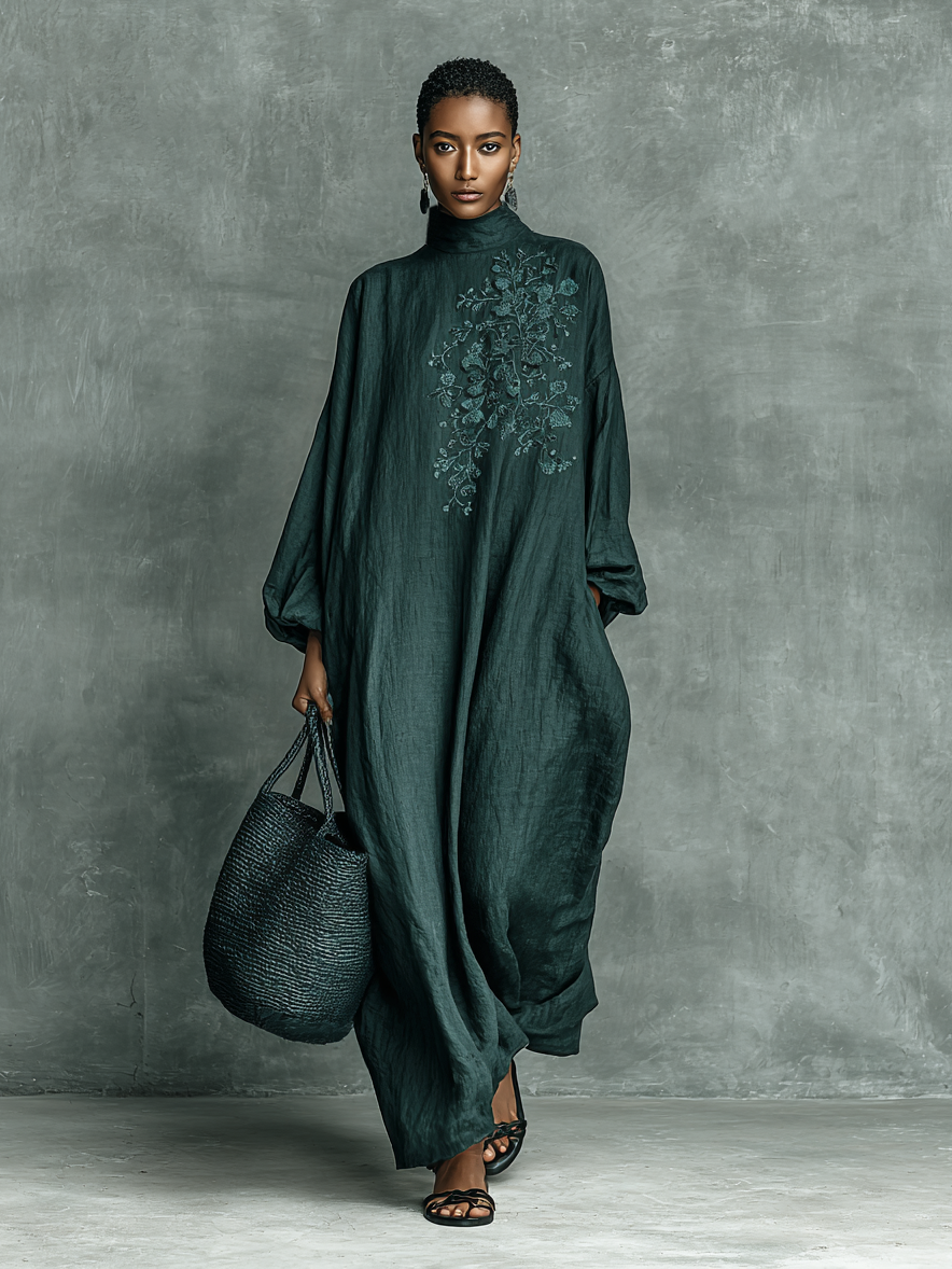 Flora | Shoulder Embroidery Maxi Dress