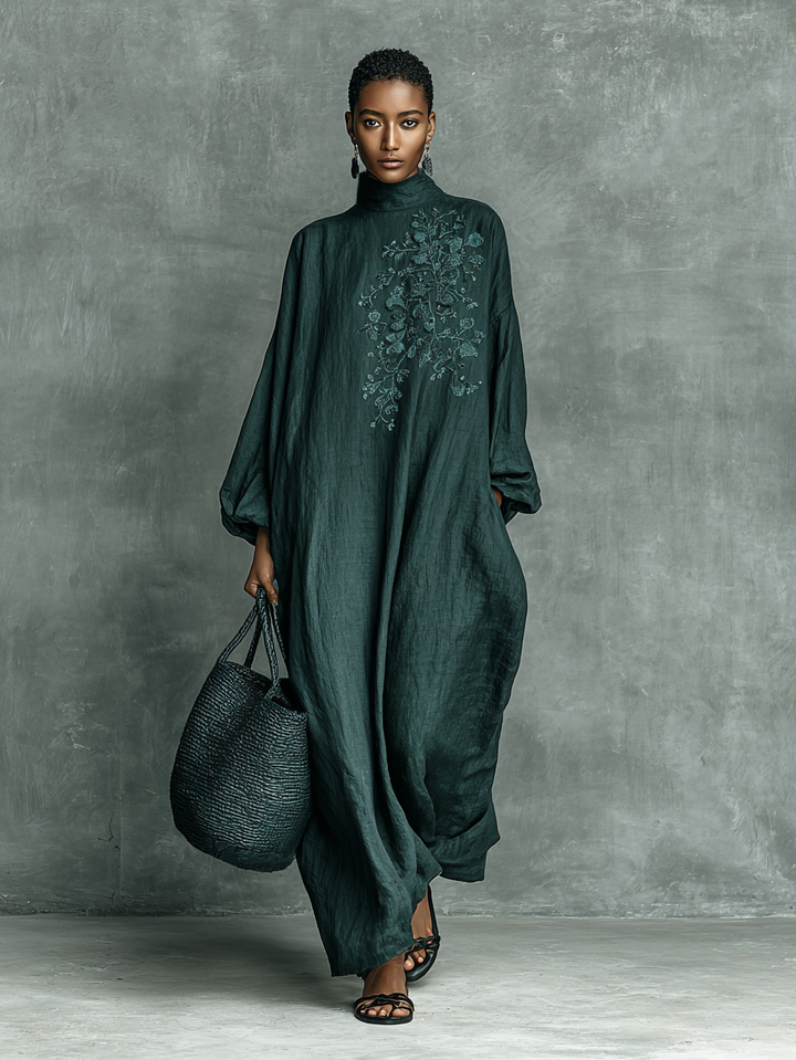 Flora | Shoulder Embroidery Maxi Dress