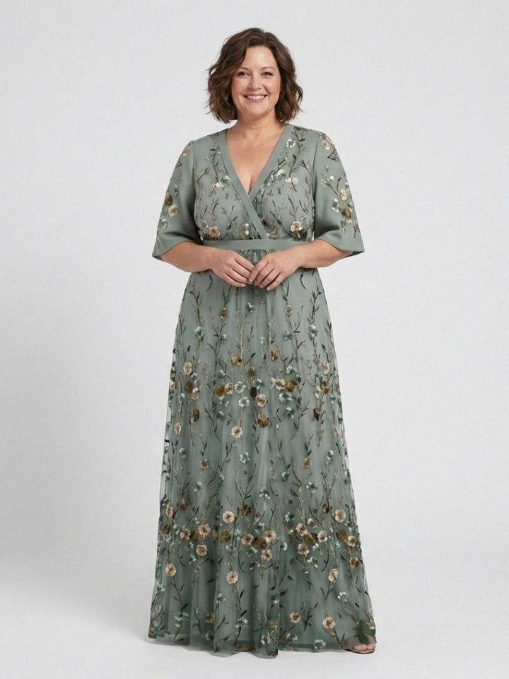 Evadne | Floral Embroidered Maxi Dress