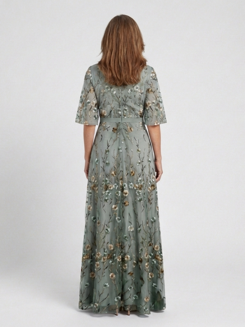 Evadne | Floral Embroidered Maxi Dress