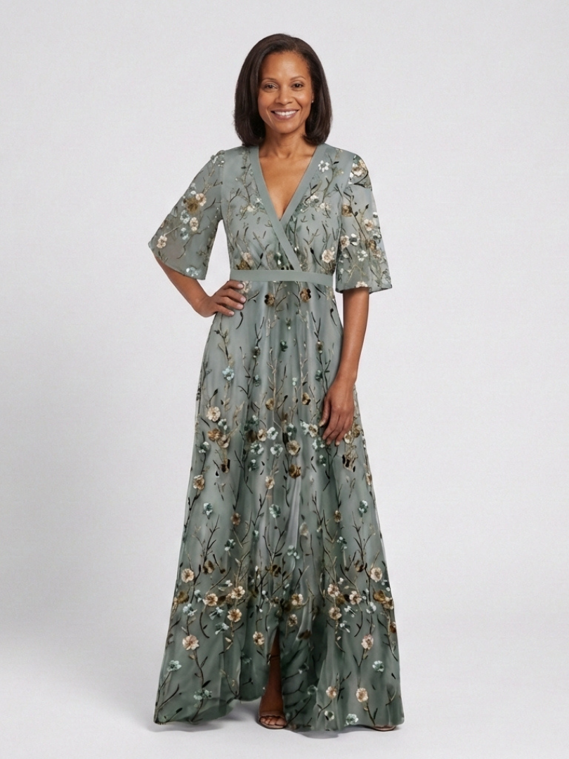 Evadne | Floral Embroidered Maxi Dress