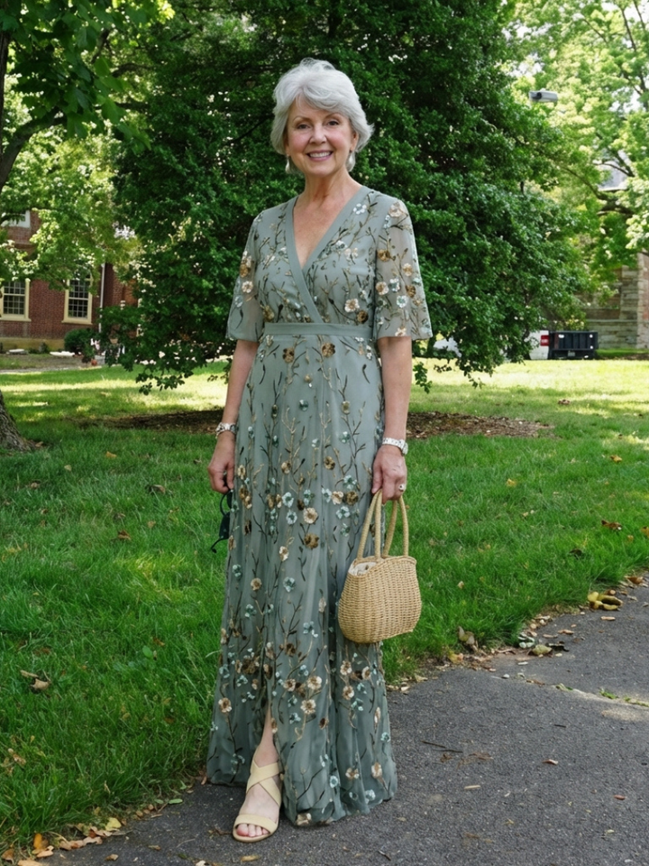 Evadne | Floral Embroidered Maxi Dress