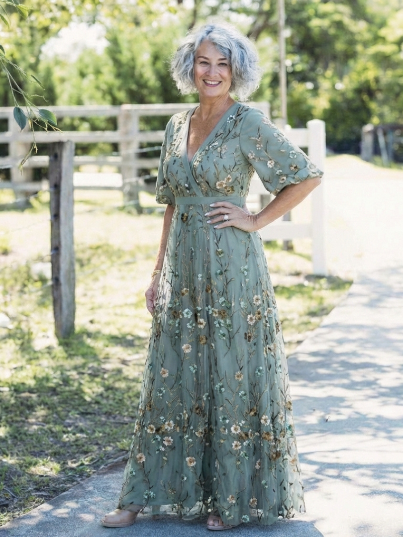 Evadne | Floral Embroidered Maxi Dress
