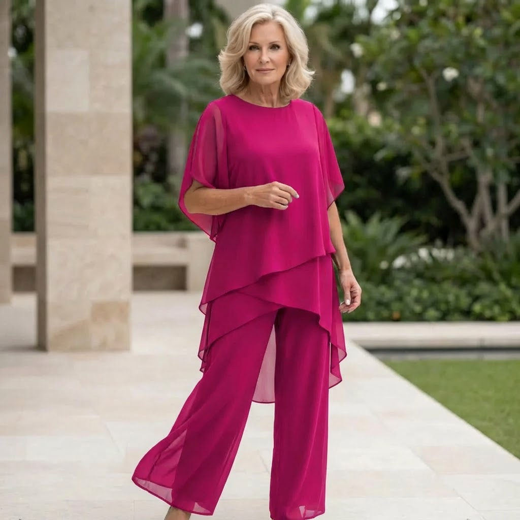 Claire | Suit with draped palazzo pants