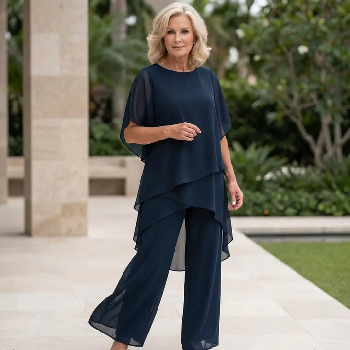 Claire | Suit with draped palazzo pants