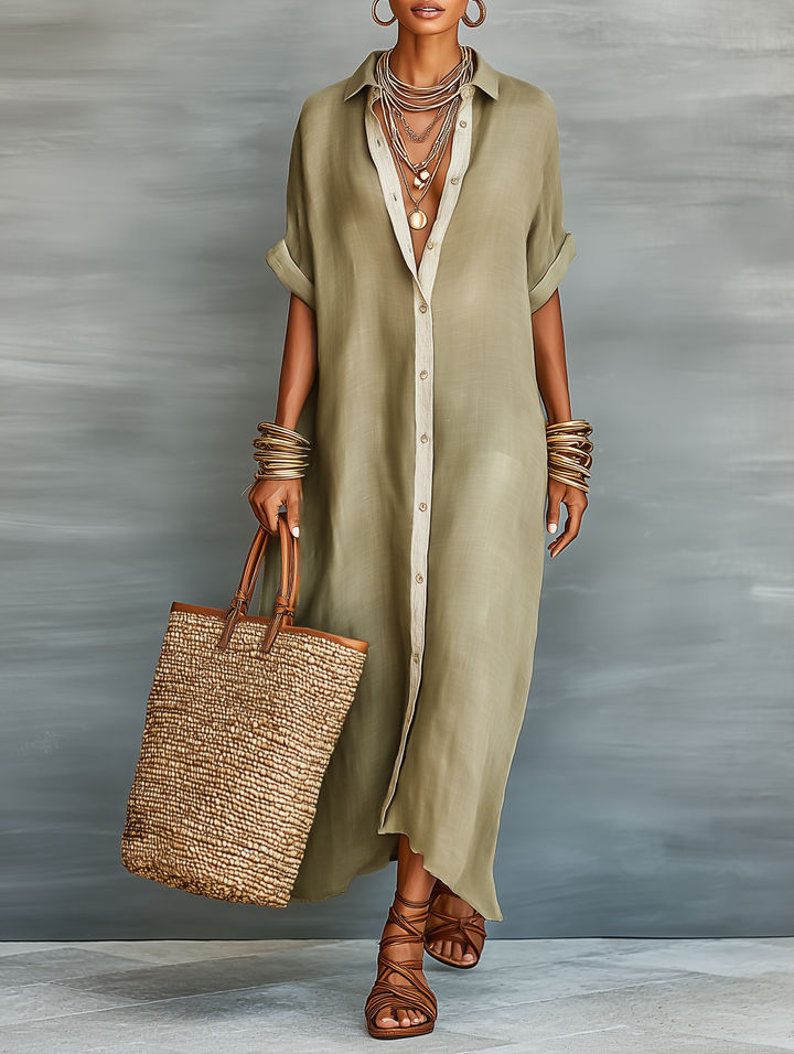 June | Short Sleeve Shirt Maxi Dress
