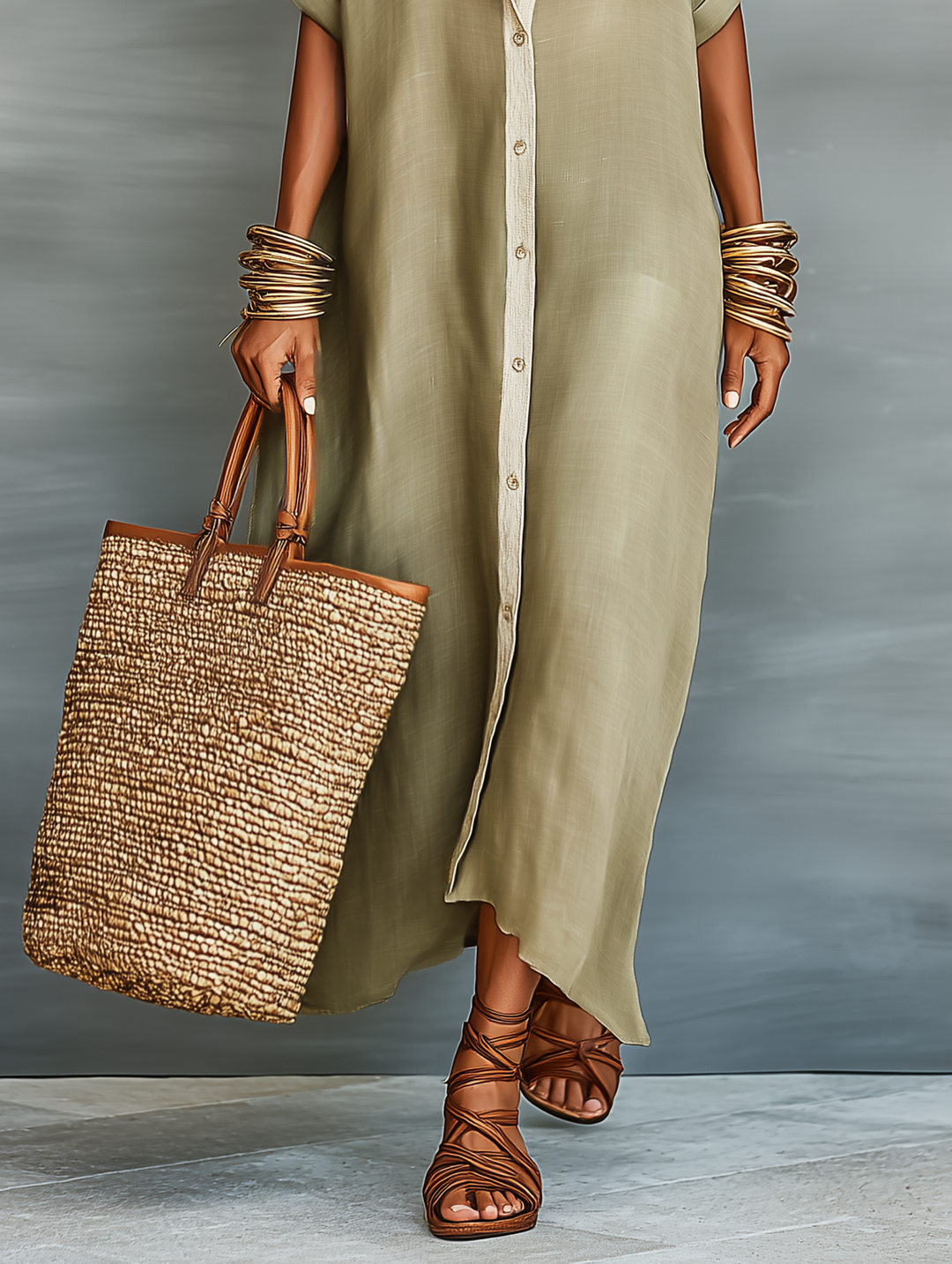 June | Short Sleeve Shirt Maxi Dress
