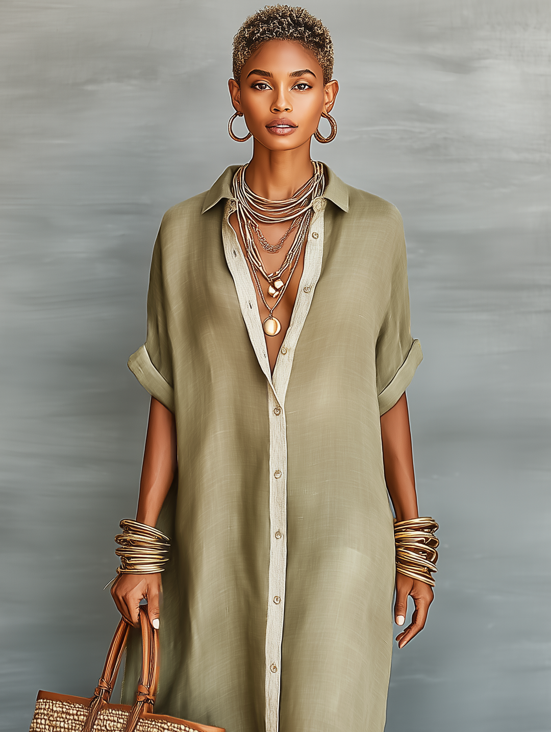June | Short Sleeve Shirt Maxi Dress