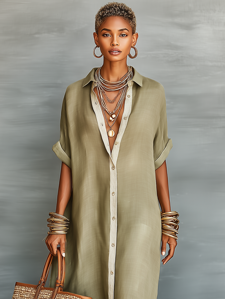 June | Short Sleeve Shirt Maxi Dress