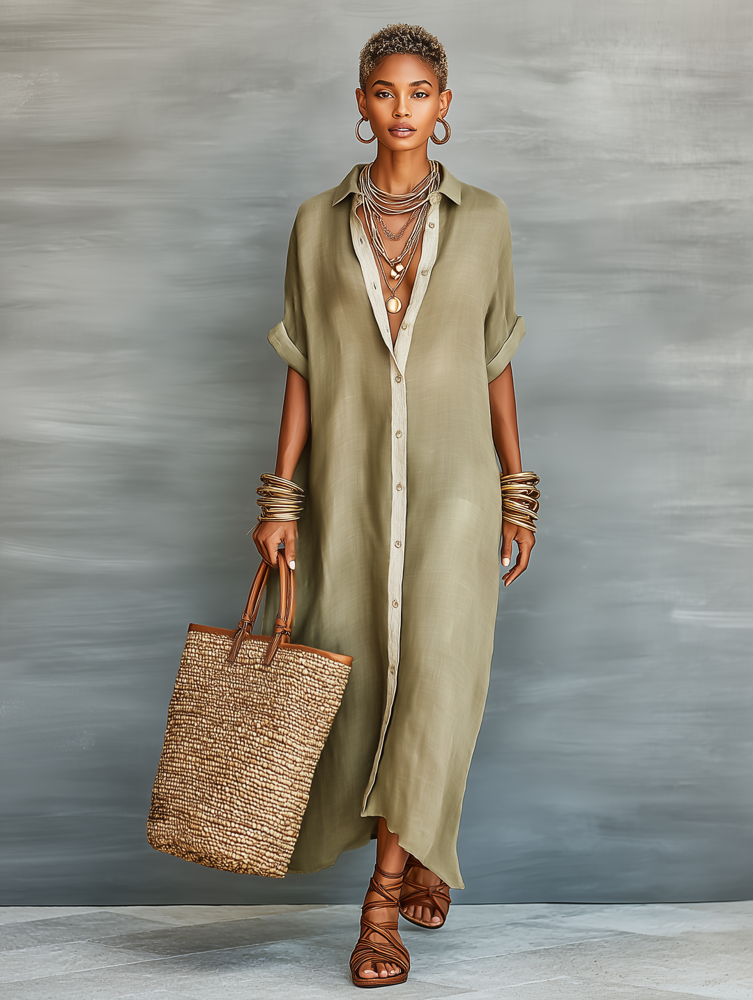 June | Short Sleeve Shirt Maxi Dress