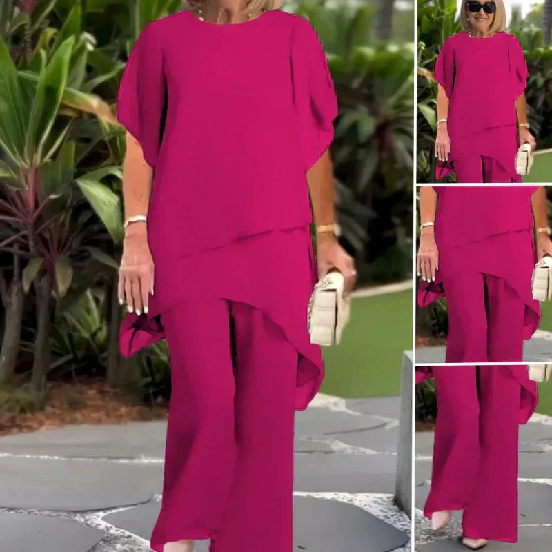 Claire | Suit with draped palazzo pants