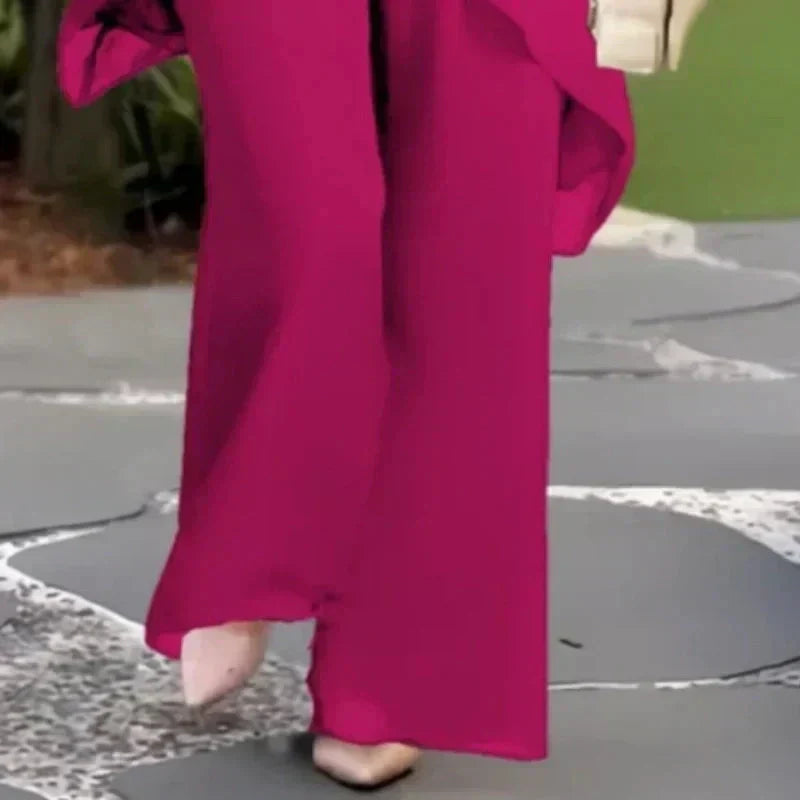 Claire | Suit with draped palazzo pants