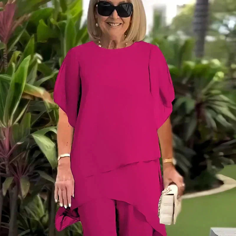 Claire | Suit with draped palazzo pants