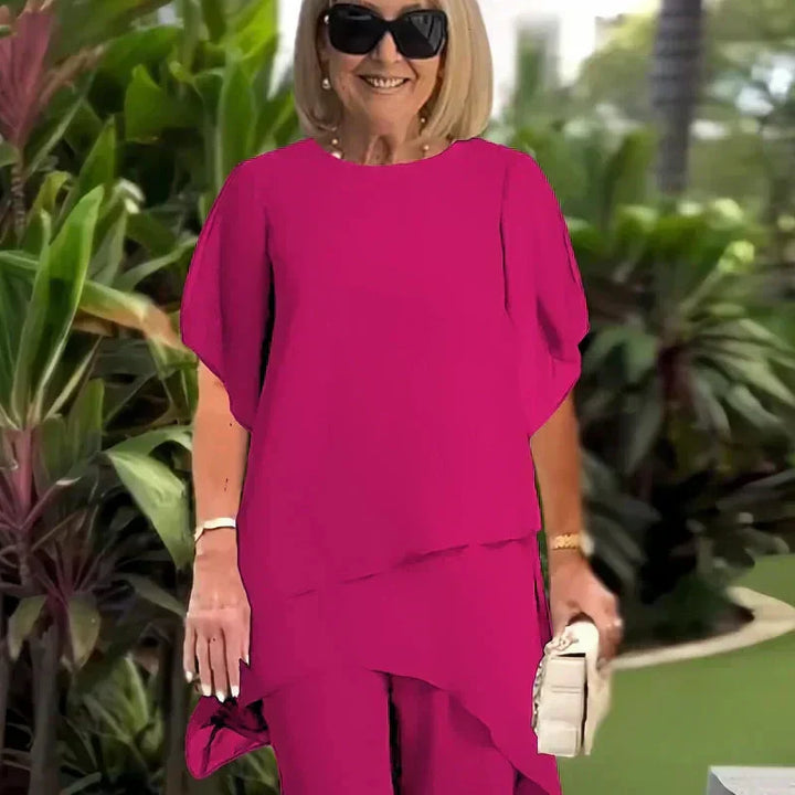 Claire | Suit with draped palazzo pants