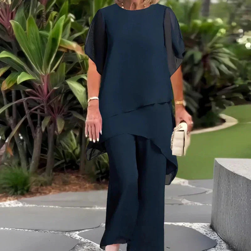 Claire | Suit with draped palazzo pants