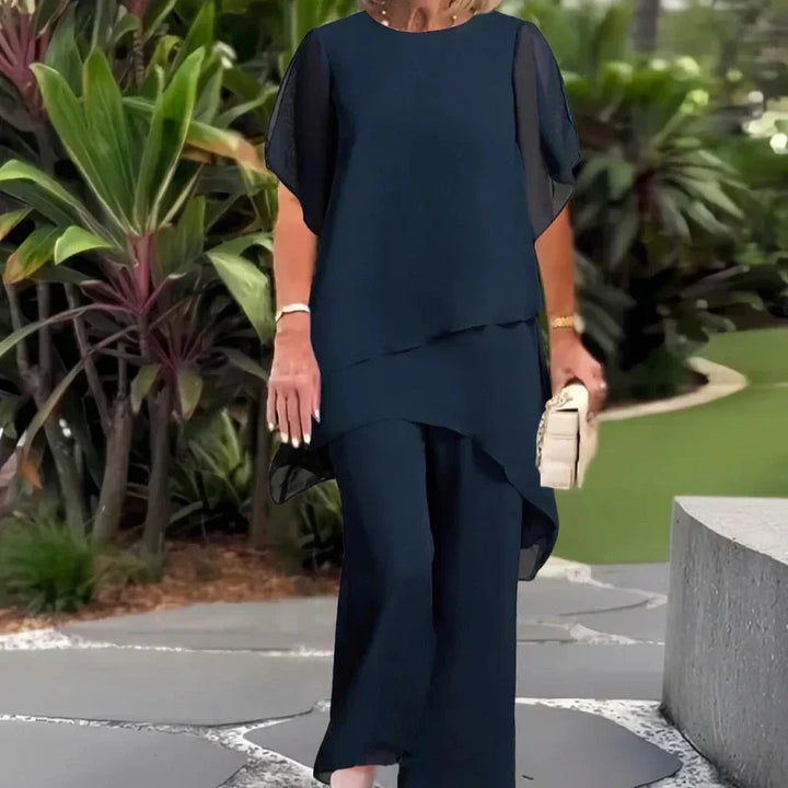 Claire | Suit with draped palazzo pants