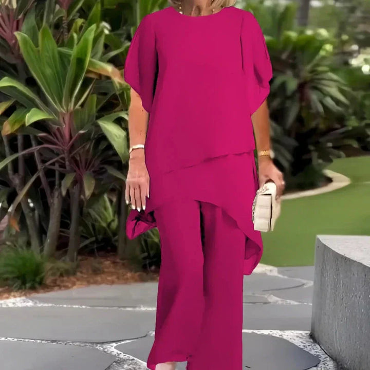 Claire | Suit with draped palazzo pants