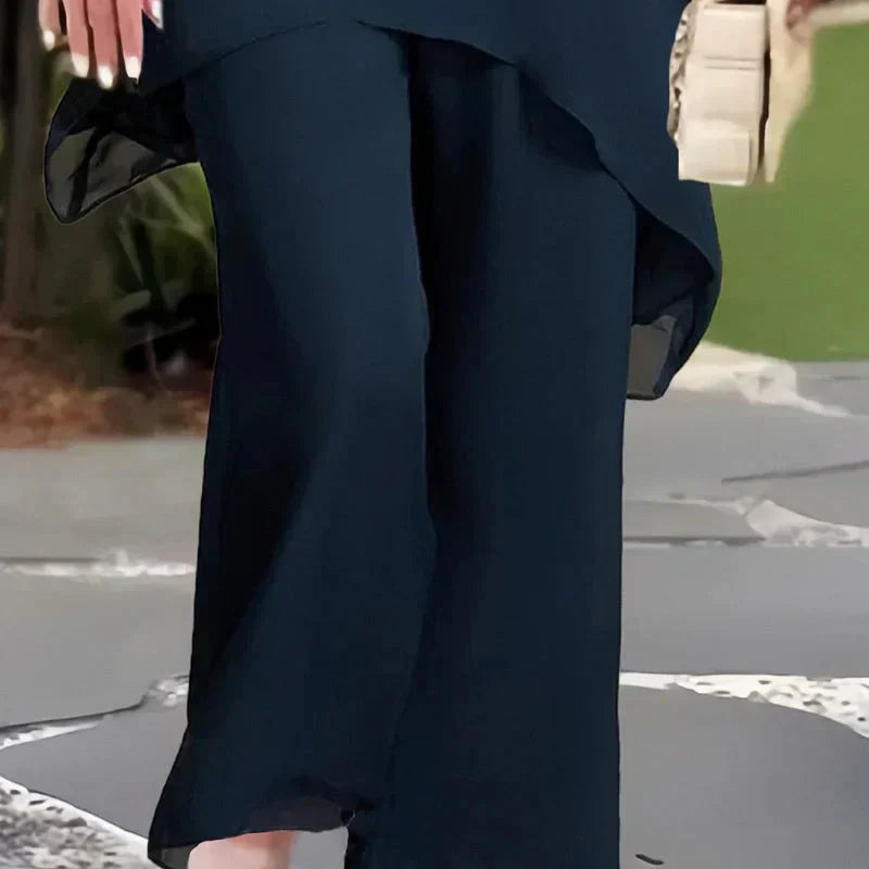 Claire | Suit with draped palazzo pants